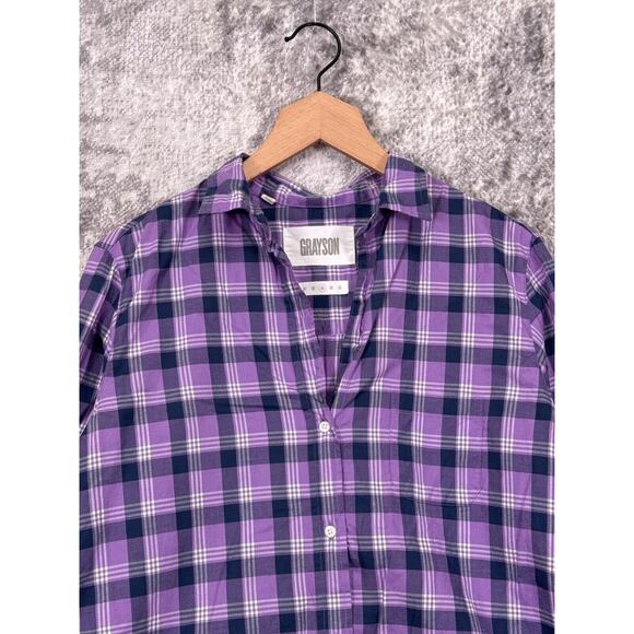Frank & Eileen Top 3 / US Medium Grayson The Hero Purple Plaid Button Shirt - Picture 2 of 8